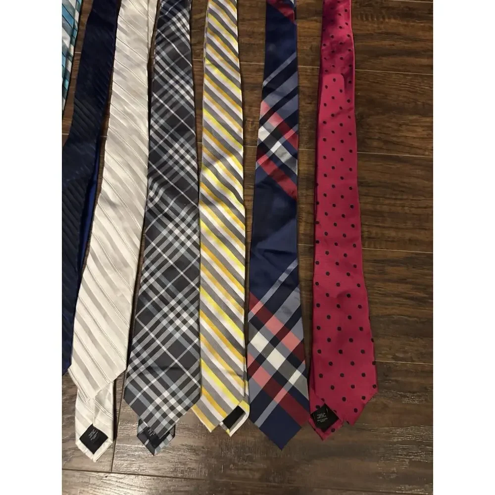 EXPRESS 100% Silk Tie Lot 10 Mens Blue Stripe Executive Necktie Plaid Red Yellow